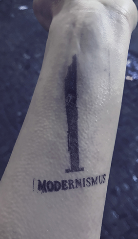 Modernismus 7 Berlin techno and live music underground club event entry stamp design, at Humboldthain Club in Berlin