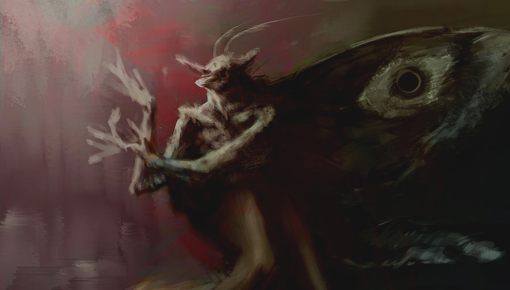Hypnos god character concept art, dark fantasy painting